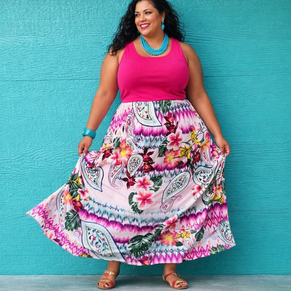 Chico's Dresses & Skirts - CHICO’S FLOWY TROPICAL FLORAL SUMMER LONG SKIRT ELASTIC WAISTBAND SIZE XXL